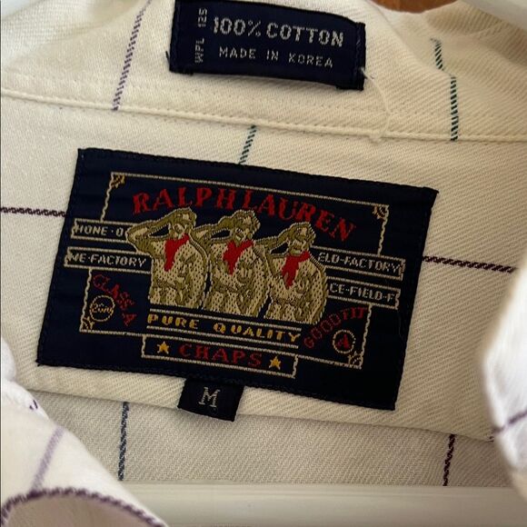 VINTAGE Ralph Lauren Blue Label White Plaid Men's Shirt - Picture 2 of 5